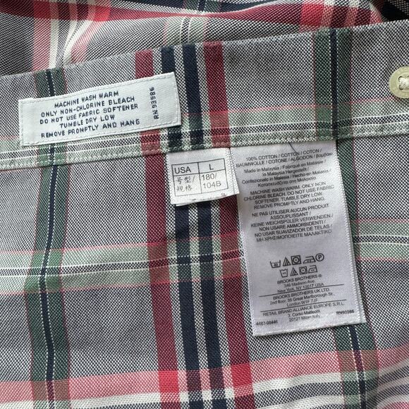 Brooks Brothers Grey & Red Plaid Button Down Shirt - Picture 7 of 10
